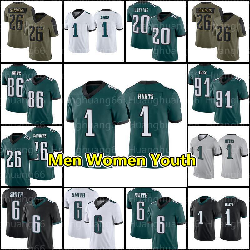 

Miles Sanders DeVonta Smith 6 Jalen Hurts 1 Football Jersey 20 Brian Dawkins Fletcher Cox Alshon Jeffery Zach Ertz Jason Kelce Brandon Graha, Black;red