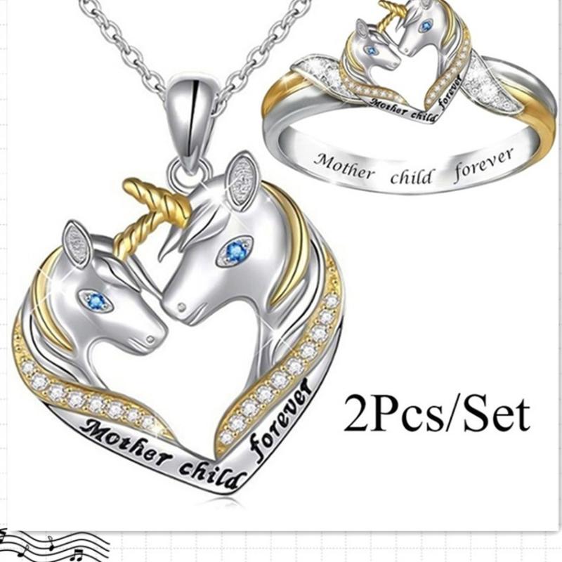 

Earrings & Necklace Cute Girl Fashion Accessories Jewelry Zircon Ring Exquisite Set, Silver