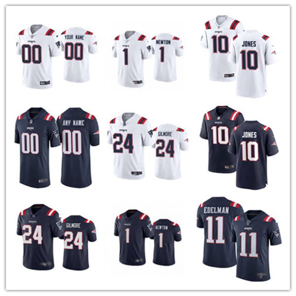 

Mens Womens Youth 11 Julian Edelman 10 Mac Jones 24 Stephon Gilmore 1 Cam Newton Navy blue white red customs Football Jerseys, Black;red