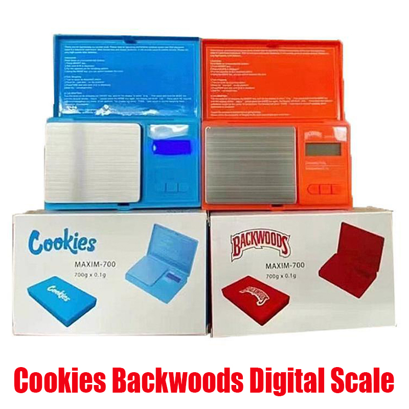 

Cookies Backwoods Digital Scale Red Blue Accurate 700g 0.1g Jewelry Gold Tobacco Stash Weight Vapes Measurement Device Flip Style Measure Kit