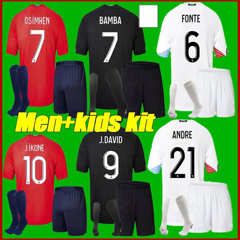 

men+kids kit 2021 LOSC Lille soccer jerseys home away black 20 21 maillot de foot Sanches Osimhen BAMBA Yazici football shirts