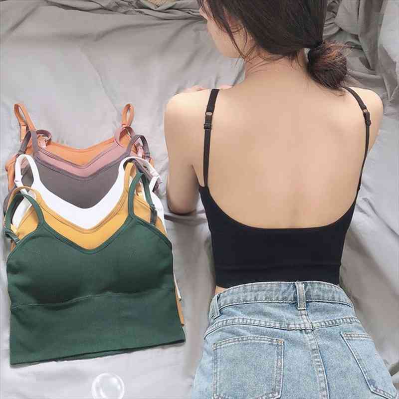 

push up wireless bra seamless female underwear tank ladies bralette padded lingerie plus size crop for women, White