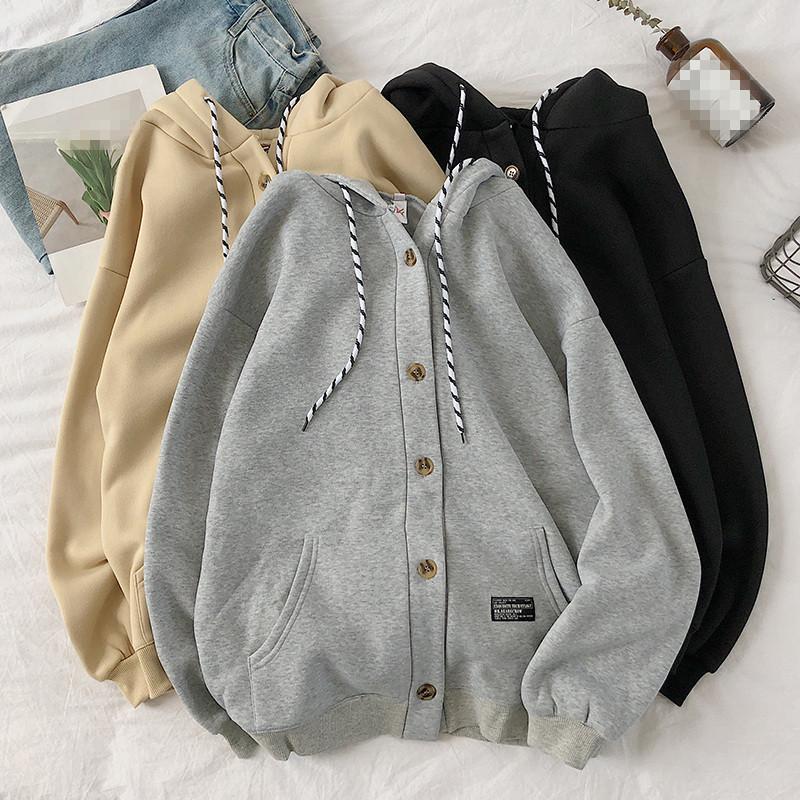 

Men's Hoodies & Sweatshirts BA1478 2021 Spring Autumn Men Fashion Casual Loose Hooded Trend Cardigan Jacket Coat Wholesale, Black