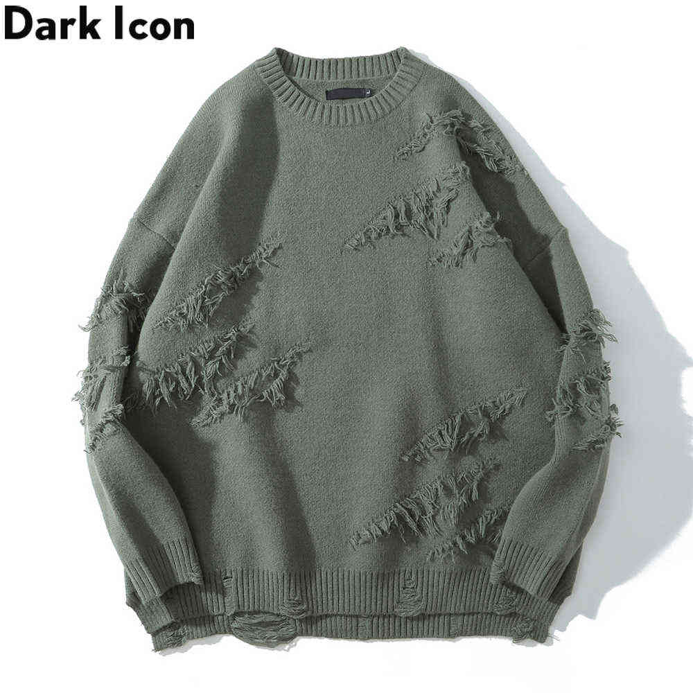 

Solid Color Tassel Sweaters Men Women Winter Crew Neck Hipster Men's Sweater Knitwear Sweater for Man 210603, Black