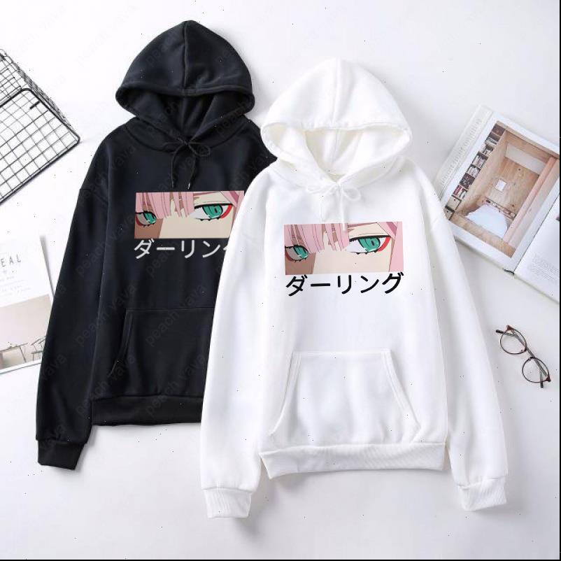 

darling in the franxx women sweatshirt anime harajuku zero two beautiful girl print streetwear loose chic hip hop warm hooded, Black