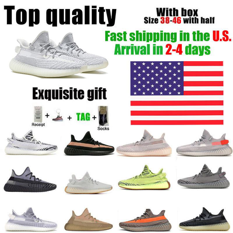 

Kanye West Running Shoes Top Quality Yecheil Cinder Static Clay Tail Light Cream White Black Red Zebra Sneakers Men's Women's 38-46 Half Size With Box, Additional sock