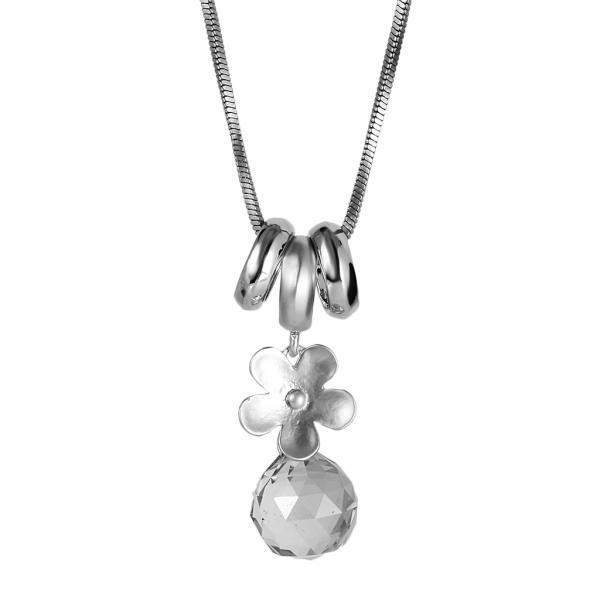 

Pendant Necklaces Fashion Women Silver Color Plated Long Sweater Chain Flower Necklace