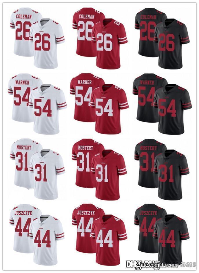 

Men Women Youth San Francisco 49ers Jersey 31 Raheem Mostert 54 Fred Warner 44 Kyle Juszczyk 26 Tevin Coleman Football Jerseys R, Black;red