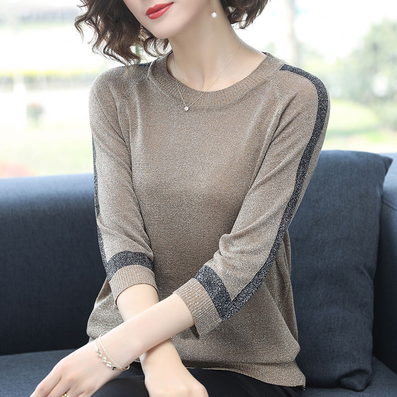 

Women Spring Autumn Style Pullover Sweater Lady Casual V-Neck Half Sleeve Loose Knitted Pullover Tops Sweater ZZ0244, Black