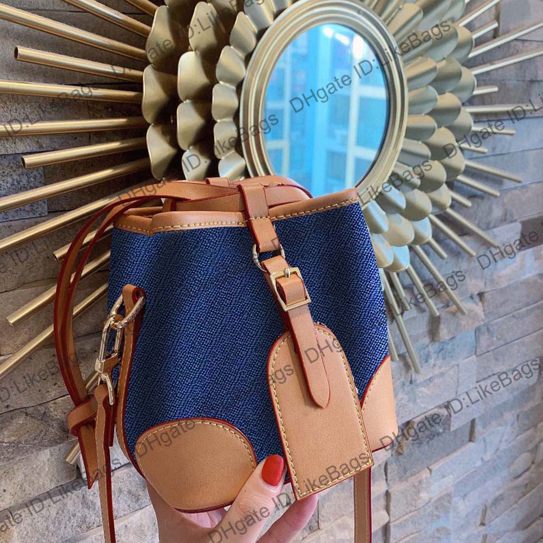 

Womens Luxurys Designers Buckets Bags Handbag Purses Shoulder Genuine Leather Denim White Letter Bucket Women Designer Ladies Handbags Cross Body Totes Bag, Blue