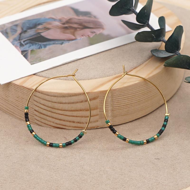 

Hoop & Huggie Go2Boho Chic Miyuki Beads Earrings For Women Statement Jewelry Gifts Brincos 2021 Simple Fall Winter Earring Gift Her, Golden;silver
