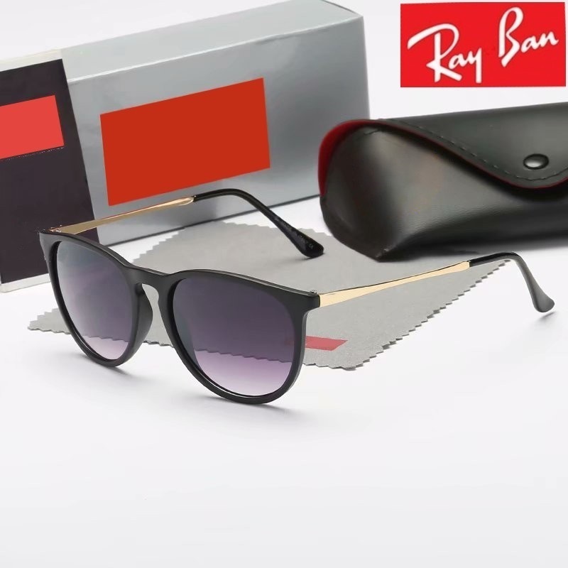 

High Quality Ray Men Women Sunglasses Vintage Pilot Wayfarer Erika Brand Sun Glasses Band UV400 Bans With box and case 4171, White;black