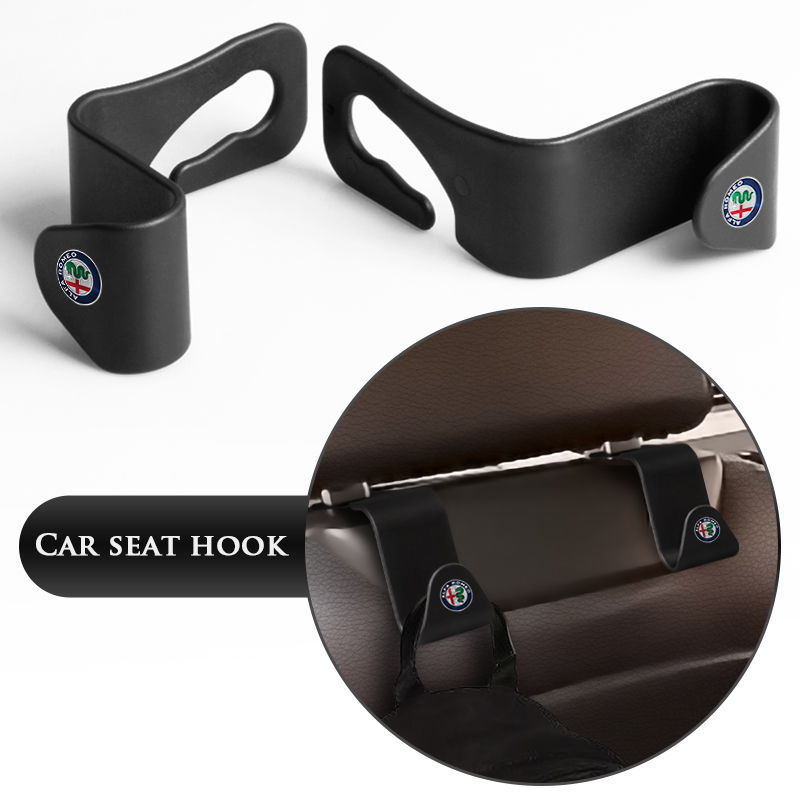 

2Pcs Car Seat Back Hooks Accessories Portable Hanging Bag Rack For Alfa Romeo Giulia Giulietta GT Mito Stelvio Spider