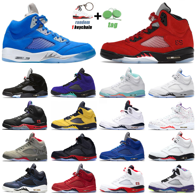 

Raging Red 5s Jumpman Basketball Shoes 5 Blue Bird Hyper Royal Oregon Ducks OG Black Metallic Light Aqua Mens Trainers Sports Sneakers, #11 blue suede