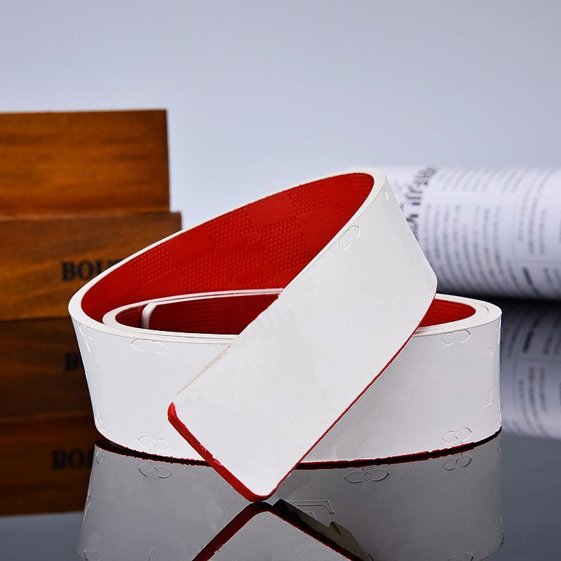 

Double sided White Red Orange mens belts with alloy V buckle belt for men ceinture high quality Genuine Leather Waistband, Customize