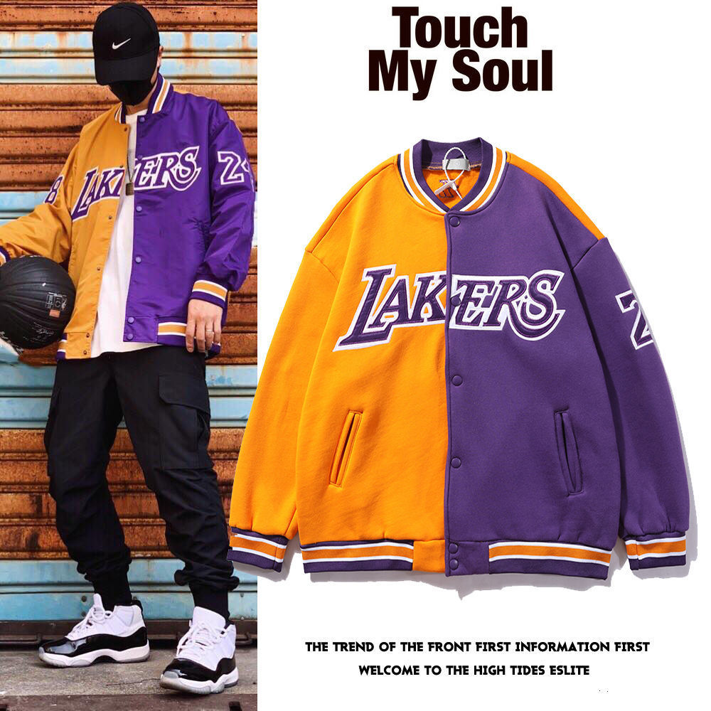 

2020nba fall / winter Lakers commemorative baseball uniform Mamba No.24 basketball loose jacket couple, Black