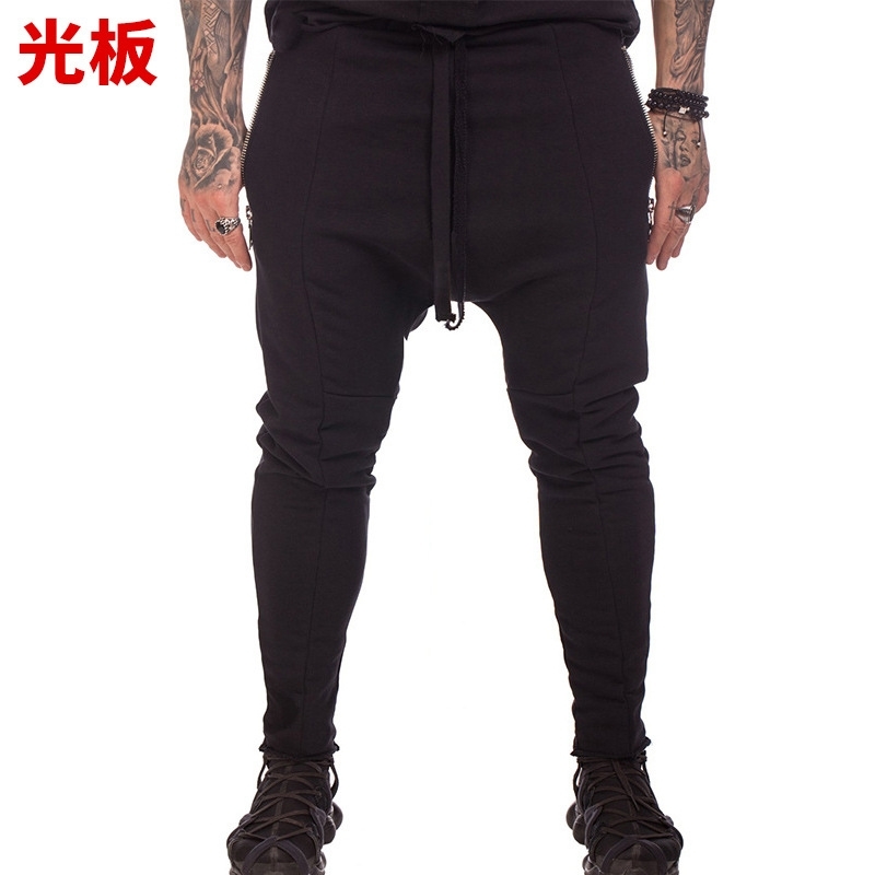 

2020 summer new casual trendy Multi Pocket overalls large hemline zipper men's pants, Black multi bag