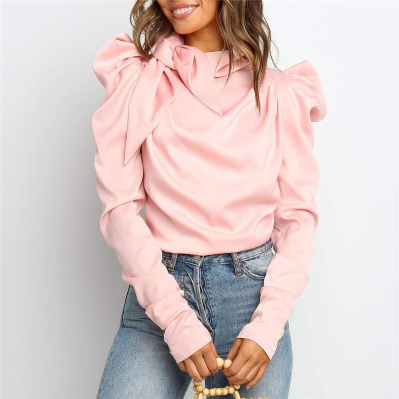 

womens shirts arrival women satin blouses bow neck long sleeve elegant blouse office lady female blusas s xl, White