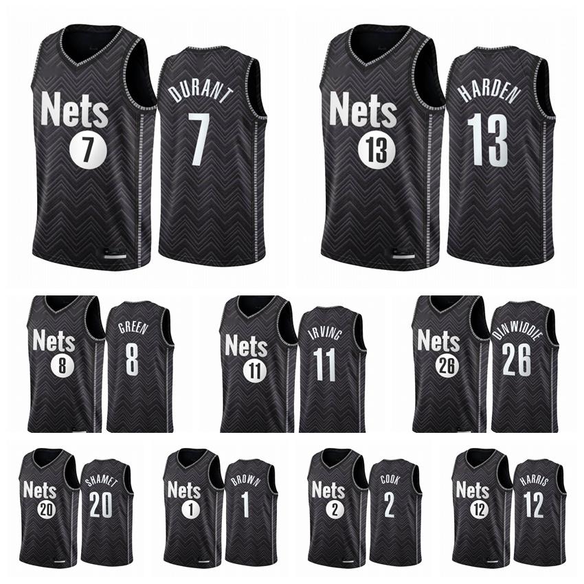 

2021 Brooklyn Nets James 13 Harden Jersey Kevin 7 Durant 11 Irving Men Earned Edition Black Basketball Jerseys Swingman, Black;red