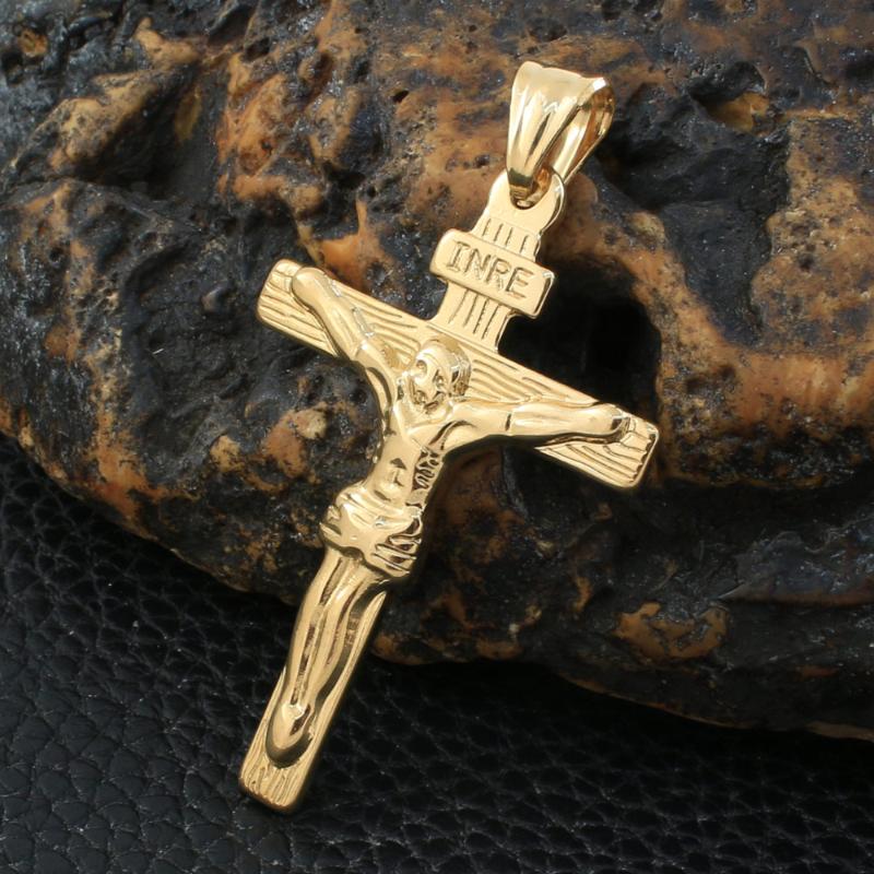 

Charms Gold Color Cross Pendant Fashion Stainless Steel Jewelry For Gift PFFZALAF, Bronze;silver