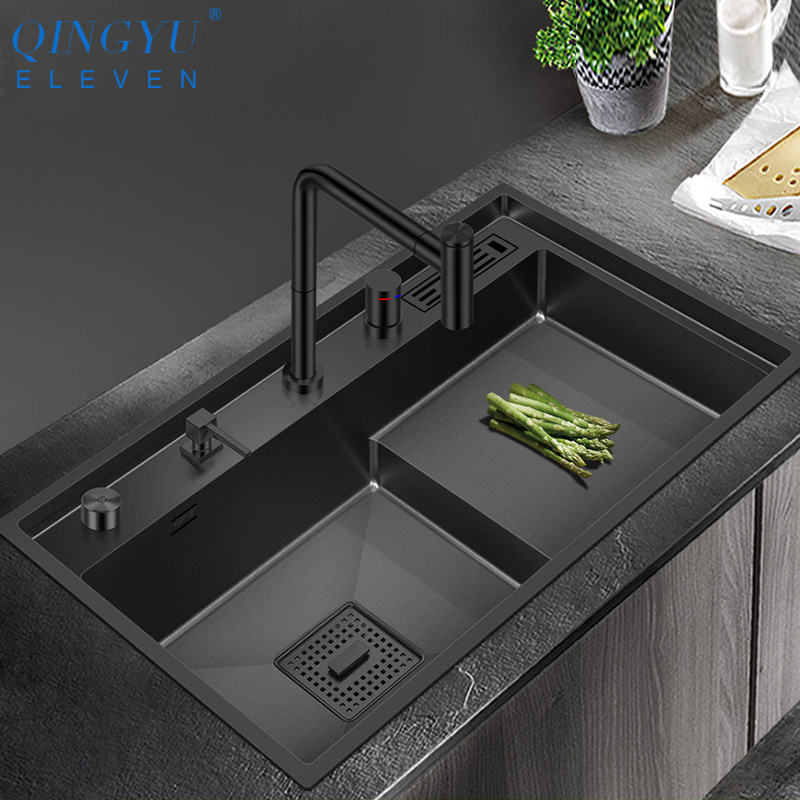 

Luxury Stepped Nanometer Sink 4mm Thickness 220mm Depth 304 Stainless Steel Handmade Stepped Kitchen Sinks