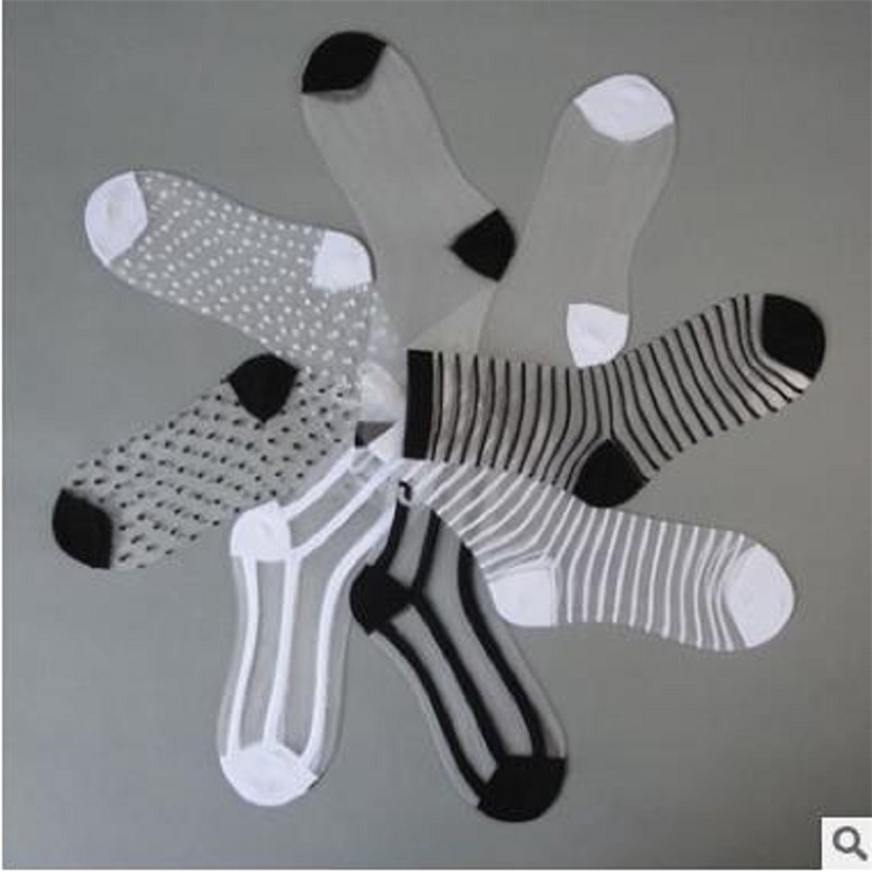 

20 PCS = 10 pairs Fishnet Summer Socks Mixed Fiber Transparent Stretch Elasticity Ankle Net Yarn Thin Women Cool Socks 210720, Ss45905