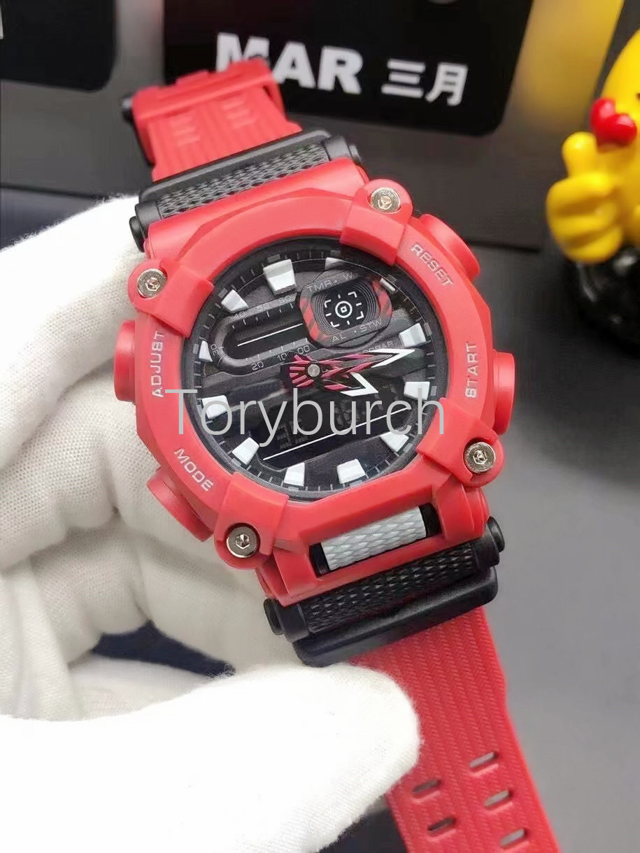 

900 Display World Time All functions high quality Quartz Male Electronic Reloj Hombre wristwatch automatic light shock resistant transparent series, Camo gray