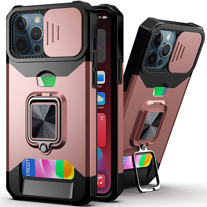 

Military Grade Card Slot Cases Shockproof Stand Slide Camera Protective For Samsung S21 FE Note 20 Ultra A12 A22 4G A32 A42 A52 A72 A82 A03S A02S Boost Celero 5G, 30pcs/color/model