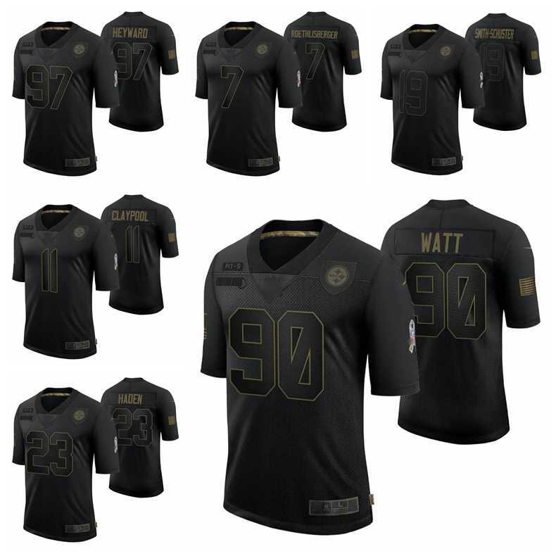 

Pittsburgh Men Steeler 19 JuJu Smith-Schuster 90 T.J. Watt 7 Ben Roethlisberger 11 Chase Claypool 23 Joe Haden 2020 Salute To Service
