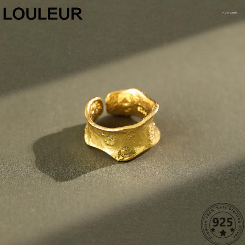

Cluster Rings LouLeur Design 925 Sterling Silver Ring 18K Gold Irregular For Women Jewelry Adjustable 2021 Trend1