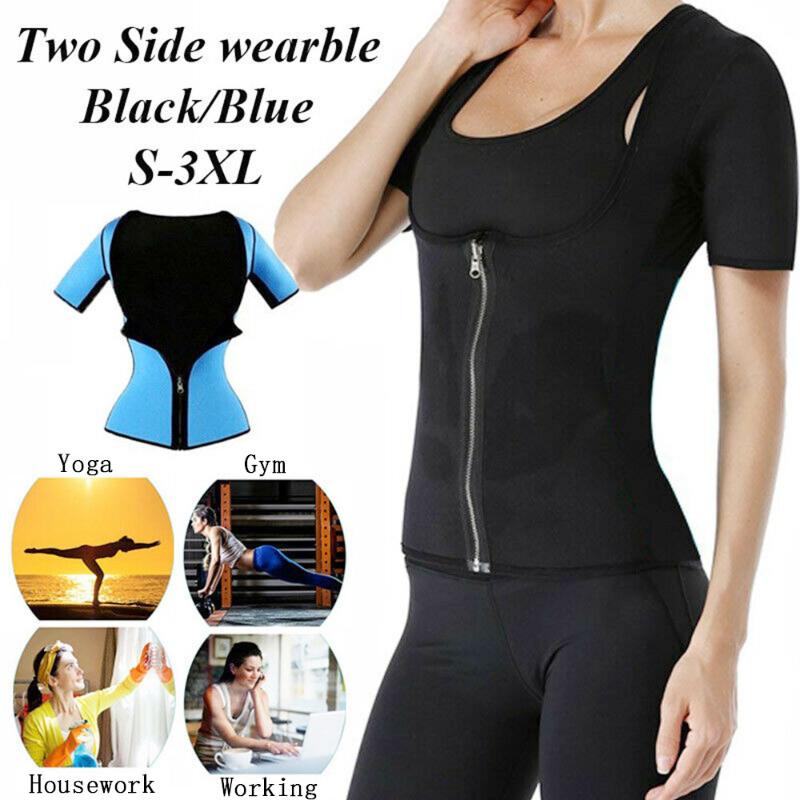 

Women's Shapers Sauna Suit For Women Fajas Reductoras Moldeadoras Body Shaper Waist Trainer Slim Sweat Shirt With Sleeves, Black