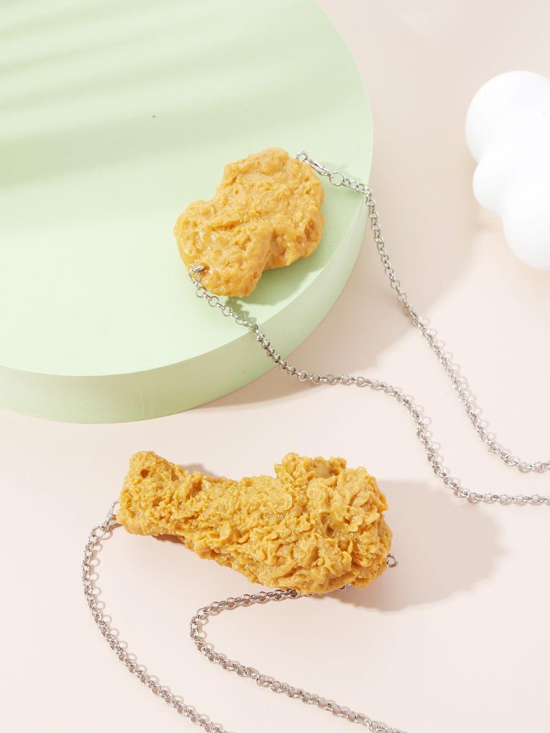 

Chains 2pcs Kids Nugget Decor Chicken Wing Charm Necklace Fried For Women Gifts Star Pendants Necklaces Jewelry