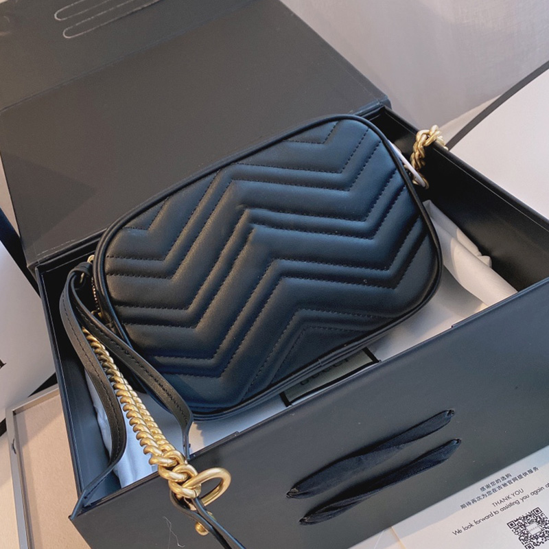 

Luex Designer Marmont Crossbody Shoulder G Bag Quilting Zig Zag Leather Black Gold Matelasse Wallet On Chain Hardware Women's 19*6*13cm