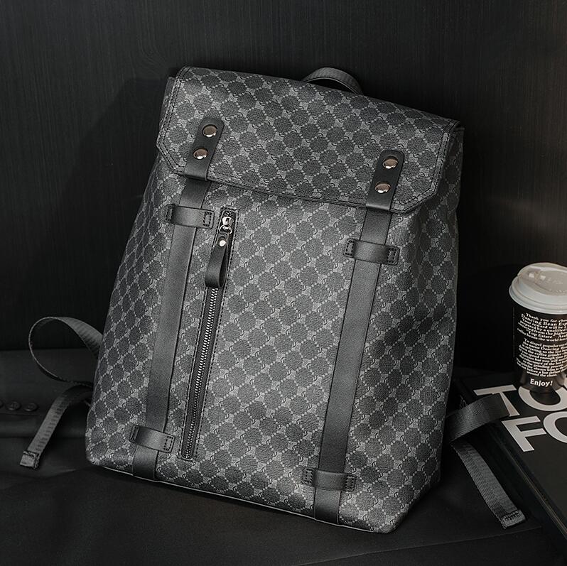 

Wholesale men shoulder bags Joker large-capacity leisure light cycling bag outdoor daily exercise fitness leather plaid backpack fashion dot computer backpacks, Black2-1013
