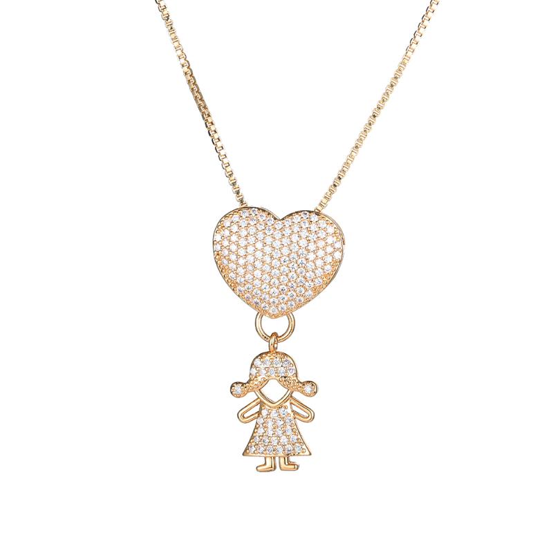 

Pendant Necklaces Pipitree Romantic Big Heart Necklace Gold Color Chain Copper Zircon Boy Girl Charm For Women Fashion Jewelry