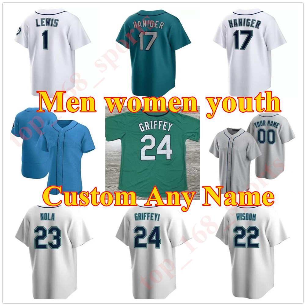 

Men Women Youth 24 Ken Griffey Jr. Mariners jersey Suzuki Ichiro Felix Hernandez Seattle Edgar Martinez Mitch Haniger Kyle Seager Marco Gonzales Baseball Jerseys, As pic