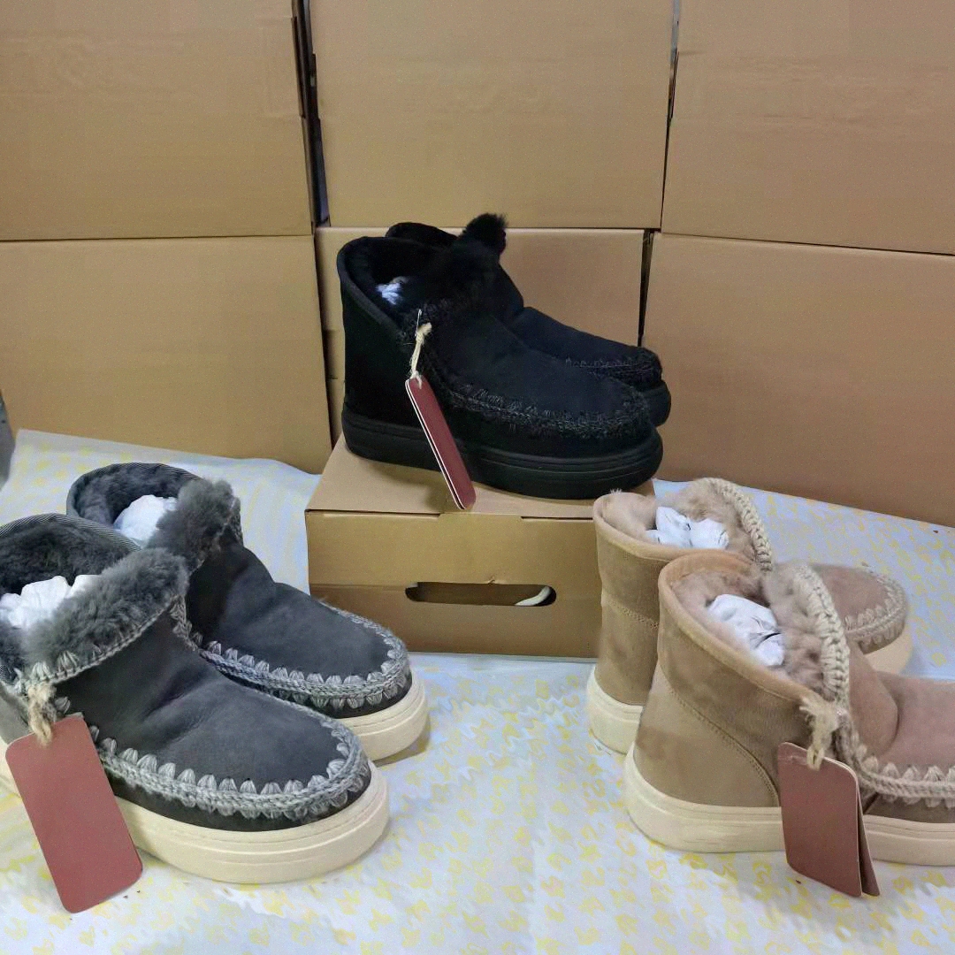 

box for womens lady Classic Eskimo 18 Women Snow Boots Sheepskin Handmake Sewing Warm Suede Flat Ladies Ankle Platform Luxury Designer boot shoes ladies