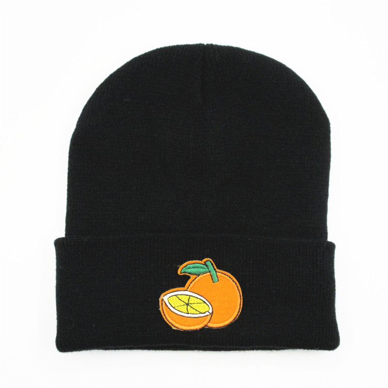 

LDSLYJR Cotton Orange fruit embroidery Thicken knitted hat winter warm hat Skullies cap beanie hat for adult and children 321, Navy