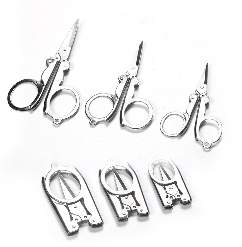 

Home Portable Folding Stainless Steel Scissors Mini Folding Scissor Travel Trip Tool Silver