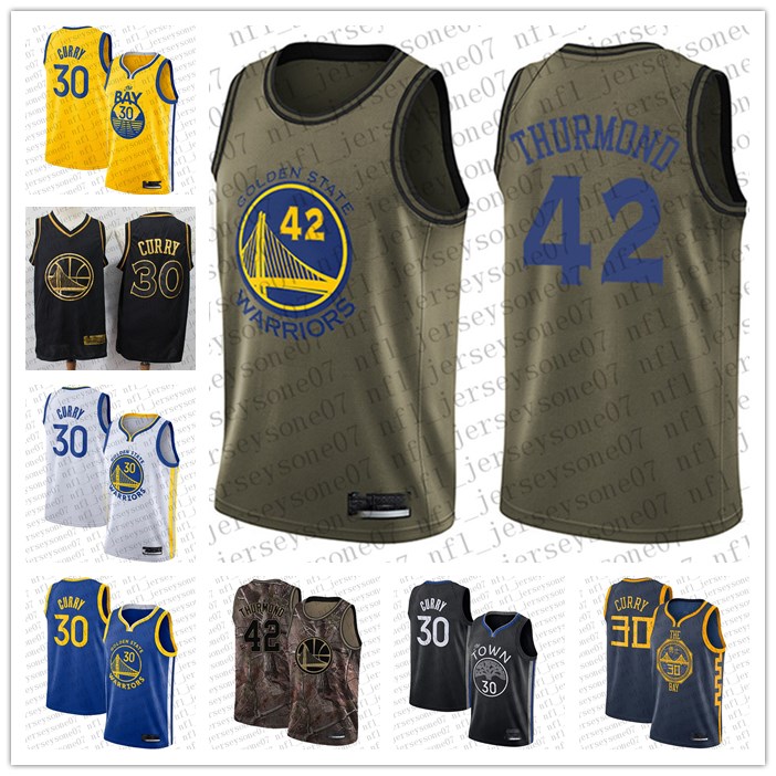 

Custom golden Men state women youth Warriorss 30 Stephen Currys 42 Nate Thurmond white Blue yellow Throwback Basketball jersey, Black