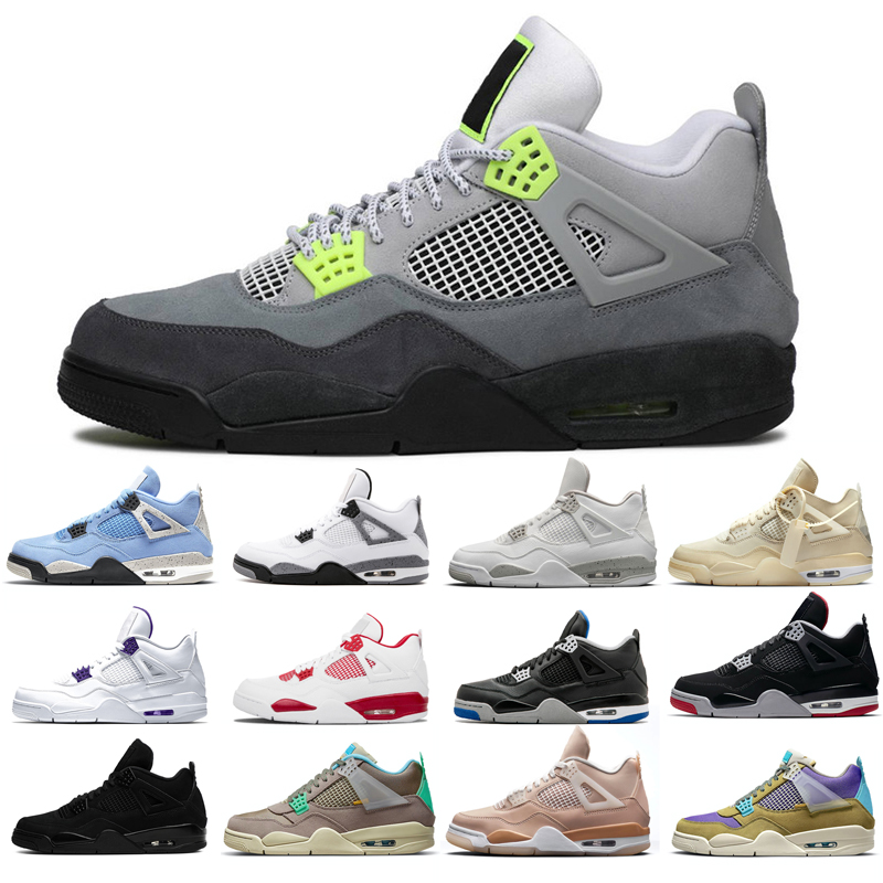 

2021 New basketball shoes 4s man Black Cat Taupe Haze cool Desert Moss White Oreo Cement University Blue Sail Pine Green Pure Money Travis Bred DIY Fire red Neon, Red thunder
