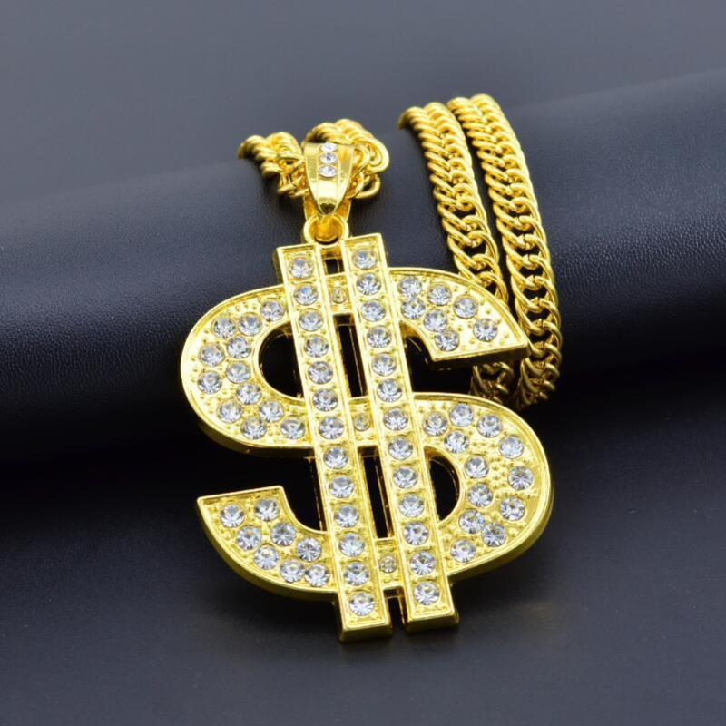 

Pendant Necklaces Hip-hop Nightclub Exaggerated Gold Chain Dollar Symbol Necklace Men And Women Trend Personality, Silver