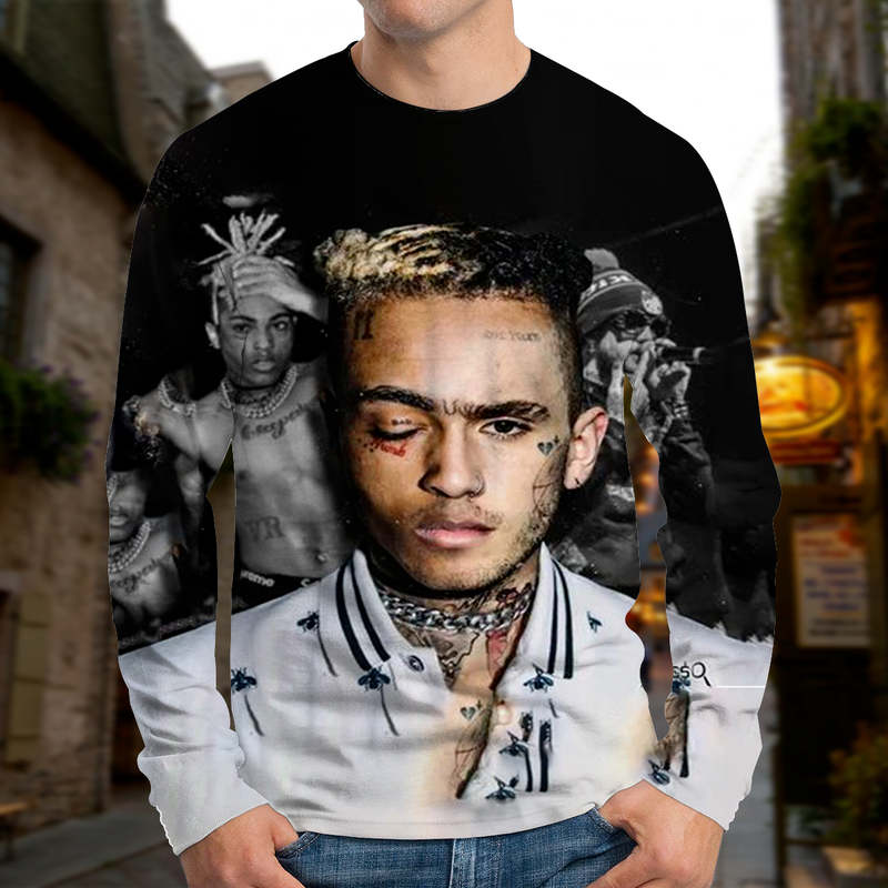 

Men's European and Domineering Rock 3D T-shirt Party Tops Street Wear Round Neck High Quality Long Sleeve XL Printed Daily Top, White;black