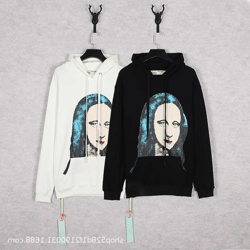 

New High Quality Off Mona Lisa Avatar Pullover Hoodie in Autumn and Winter 2021 for Men Women, White