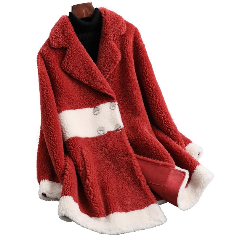 

Women's Fur & Faux Women 100% Jacket Sheep Shearing Autumn Winter Real Coat Female Korean Clothes 2021 Vintage Wool Jackets Tops Hiver 019H, Black