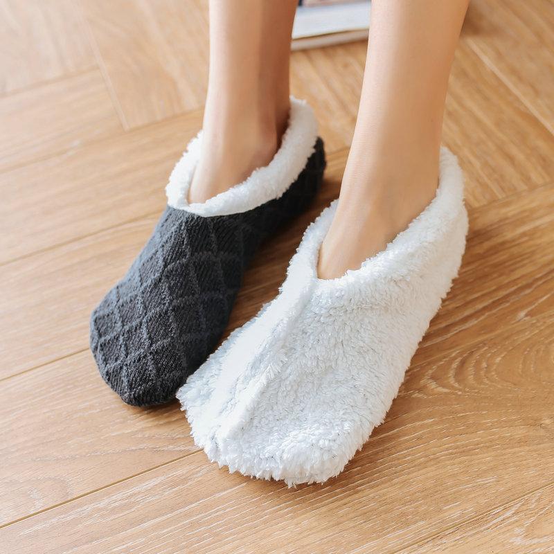 

Sports Socks Winter Plush Home Slippers Women Warm House Furry Solid Fur Comfort Cotton Shoes Indoor Sock Floor 2021, Black