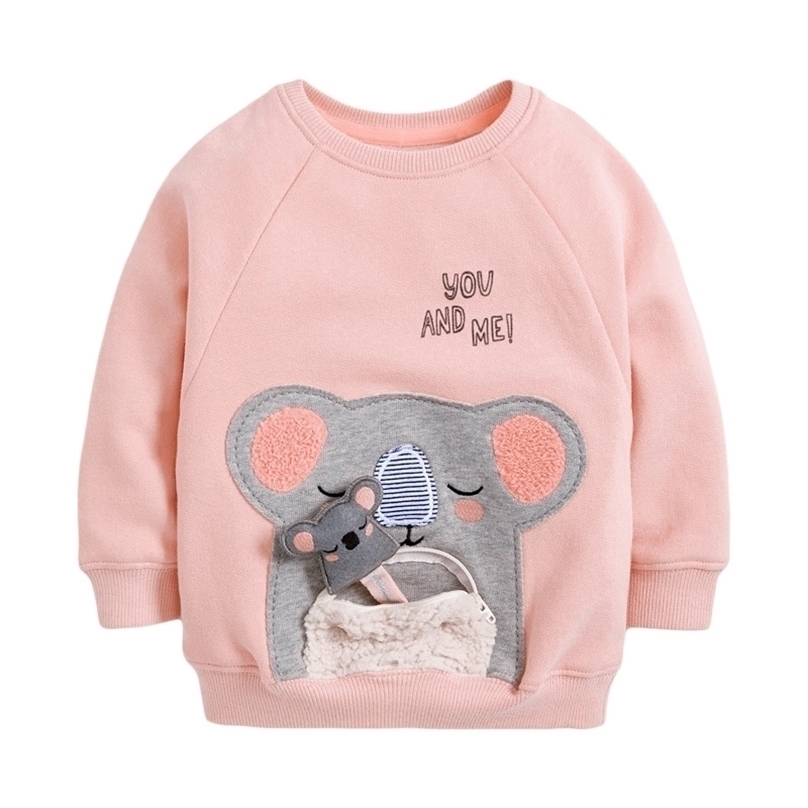 

Baby Girl Clothes Toddler Autumn Cotton Animal Applique Sweatshirt Pink Letter Sweater for Kids 2-7 Years 211110, 51767