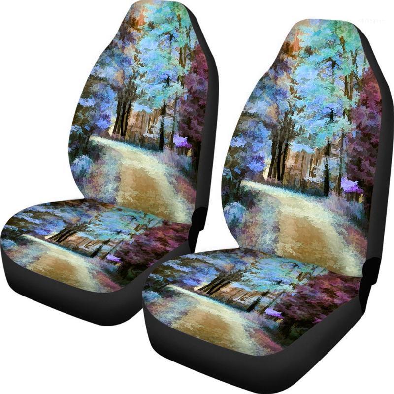 

Vehicle Seat Protector Painting Print Style Black Car Covers For Women Set Of 2 Durable Front Protecter Chair