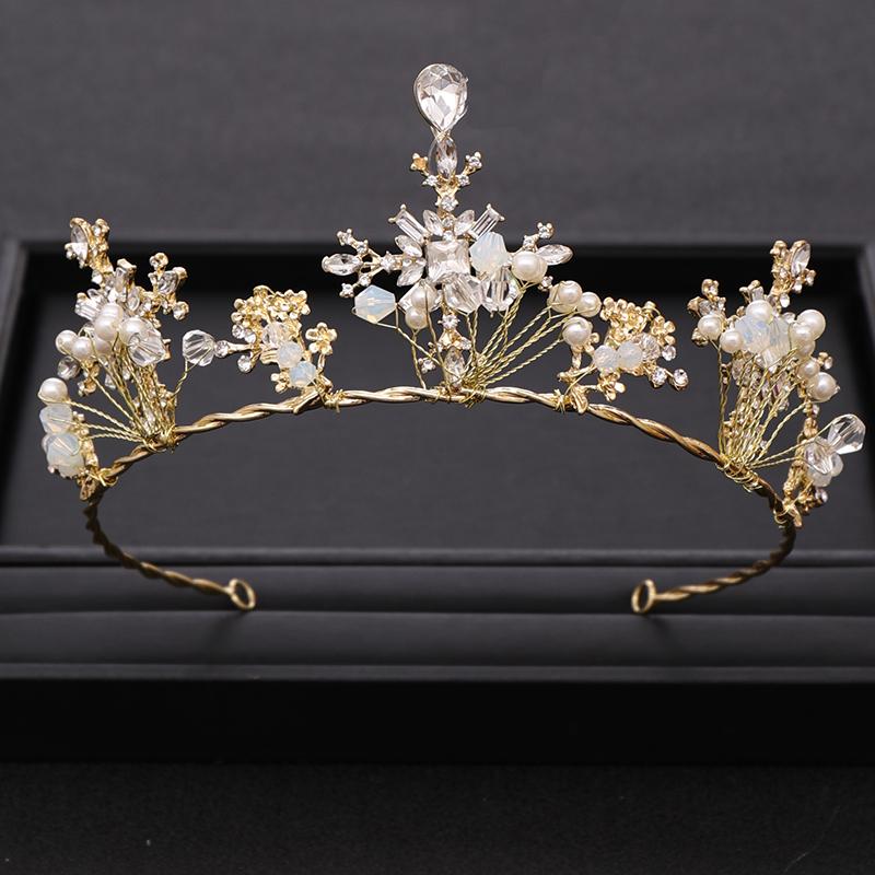 

Hair Clips & Barrettes AiliBride Handmade Beading Crystal Gold Crown Wedding Tiara Bridal Headpiece Prom Party Jewelry Accessories, Golden;silver