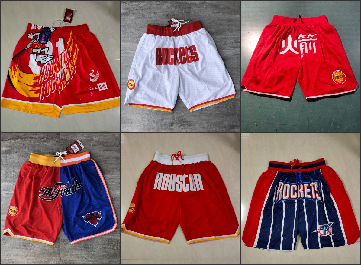 

Houston Rockets's Men Just Don Blue Hardwood's Classics Shorts, Black